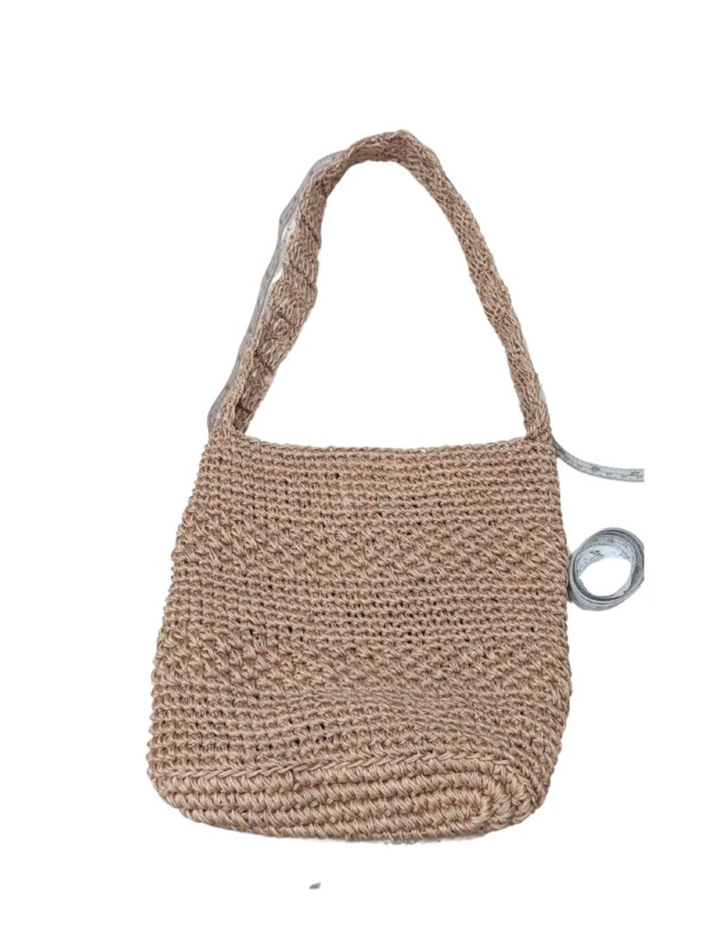 Natural Beige Jute Style Crochet Woven Shoulder Bag Boho Summer Purse - Picture 6 of 6